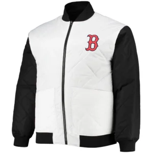 Boston Red Sox Reversible Full-Zip Satin Varsity Jacket White & Black
