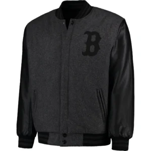 Boston Red Sox Triple Black Reversible Wool & Leather Varsity Jacket