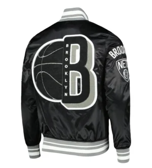Alternative view of Brooklyn Nets Pro Standard Black 10 Years in Brooklyn MashUp Capsule Satin Varsity Jacket