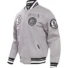 Brooklyn Nets Pro Standard Heather Crest Emblem Full-Snap Gray Varsity Jacket