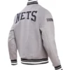 Brooklyn Nets Pro Standard Heather Crest Emblem Full-Snap Gray Varsity Jacket - Image 2