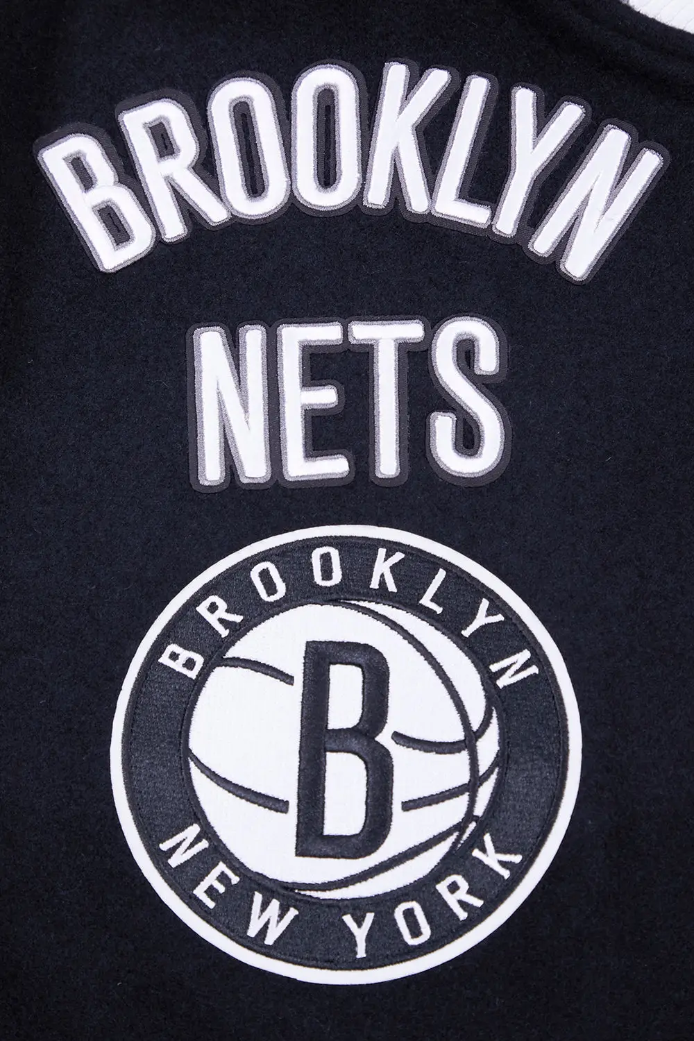 Brooklyn Nets Retro Classic Rib Black Wool & Leather Varsity Jacket - Image 9