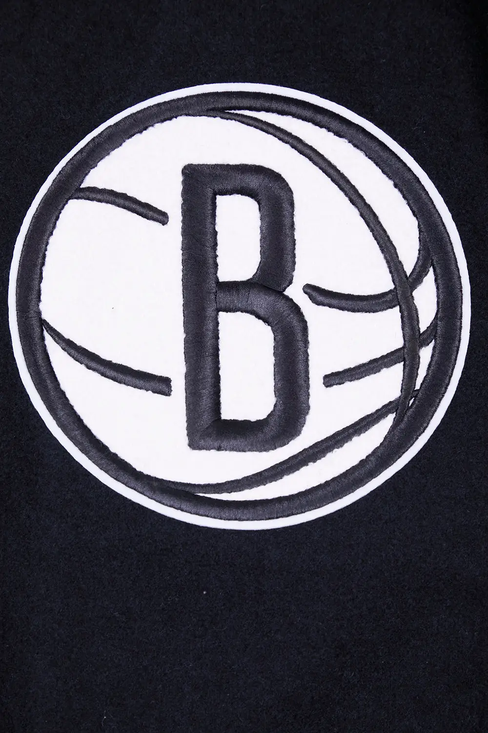 Brooklyn Nets Retro Classic Rib Black Wool & Leather Varsity Jacket - Image 5