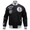 Brooklyn Nets Retro Classic Rib Satin Varsity Jacket