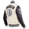 Brooklyn Nets Retro Classic Rib Wool & Leather Varsity Jacket - Image 3