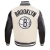 Brooklyn Nets Retro Classic Rib Wool & Leather Varsity Jacket - Image 4