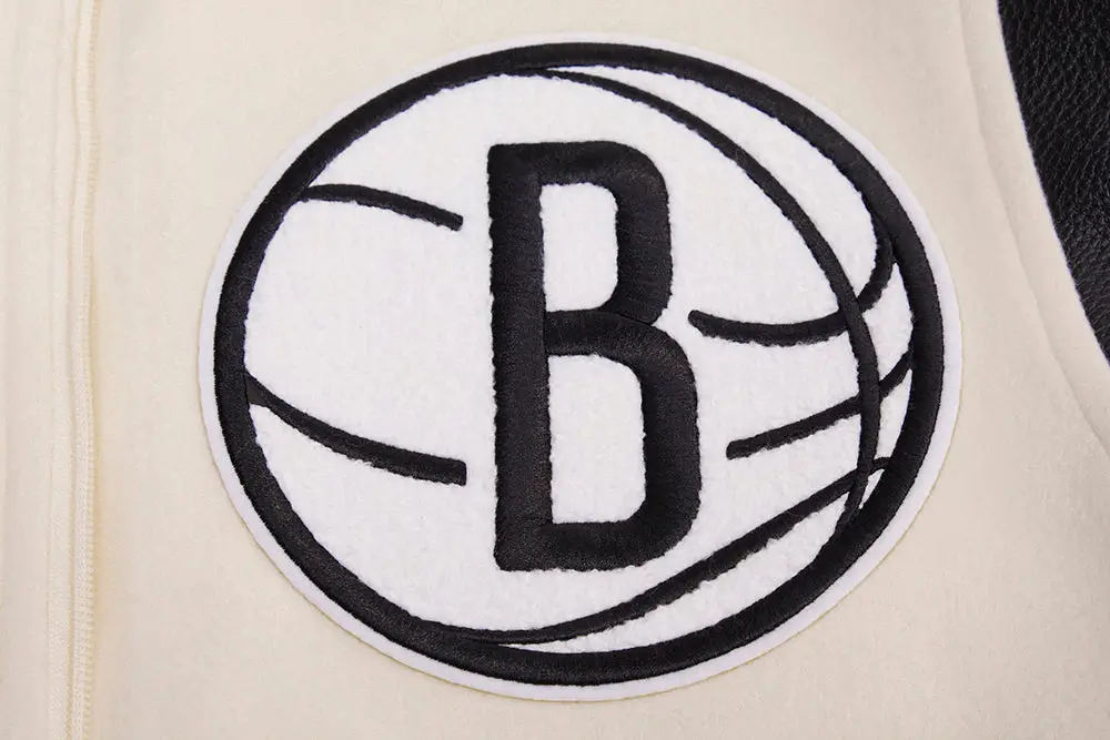 Brooklyn Nets Retro Classic Rib Wool & Leather Varsity Jacket - Image 7