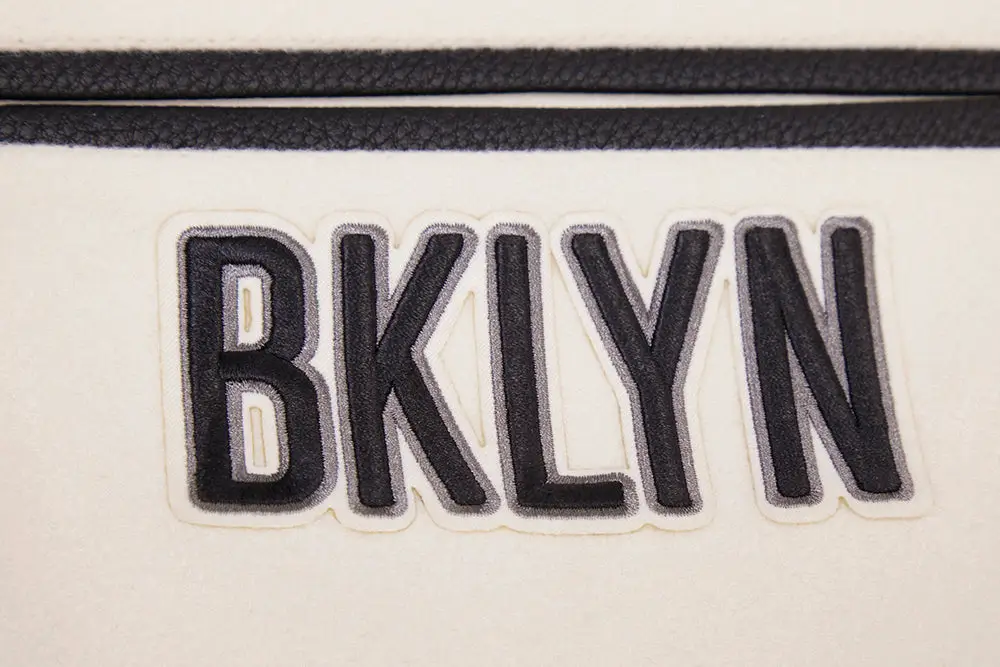 Brooklyn Nets Retro Classic Rib Wool & Leather Varsity Jacket - Image 8