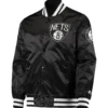 Brooklyn Nets Starter Black The Diamond Classic Full-Snap Satin Varsity Jacket