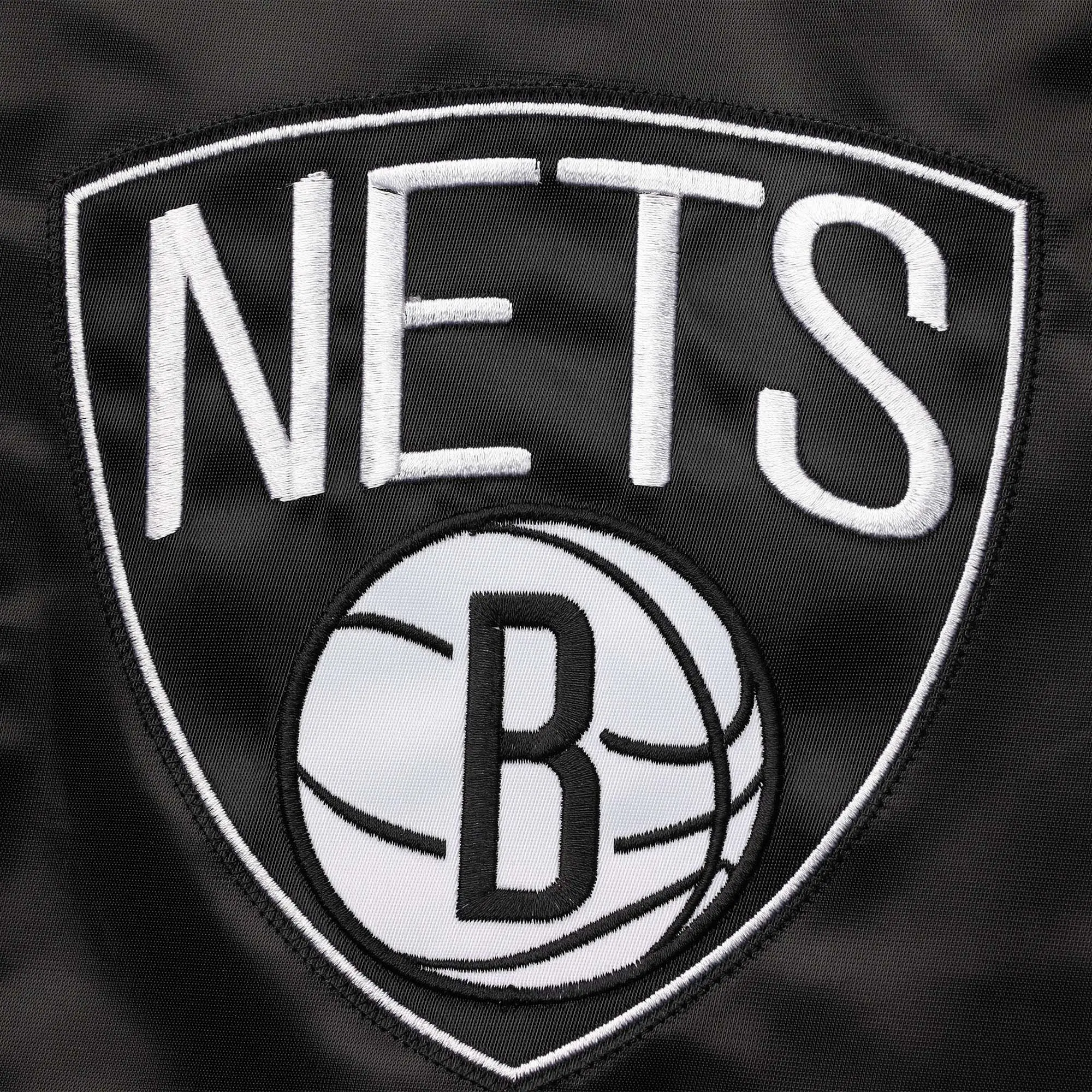 Brooklyn Nets Starter Black The Diamond Classic Full-Snap Satin Varsity Jacket - Image 3