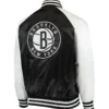 Brooklyn Nets Starter Point Guard Full-Snap Black & White Satin Varsity Jacket - Image 2