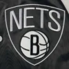 Brooklyn Nets Starter Point Guard Full-Snap Black & White Satin Varsity Jacket - Image 3