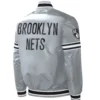 Brooklyn Nets Starter Slider Gray Satin Varsity Jacket - Image 2