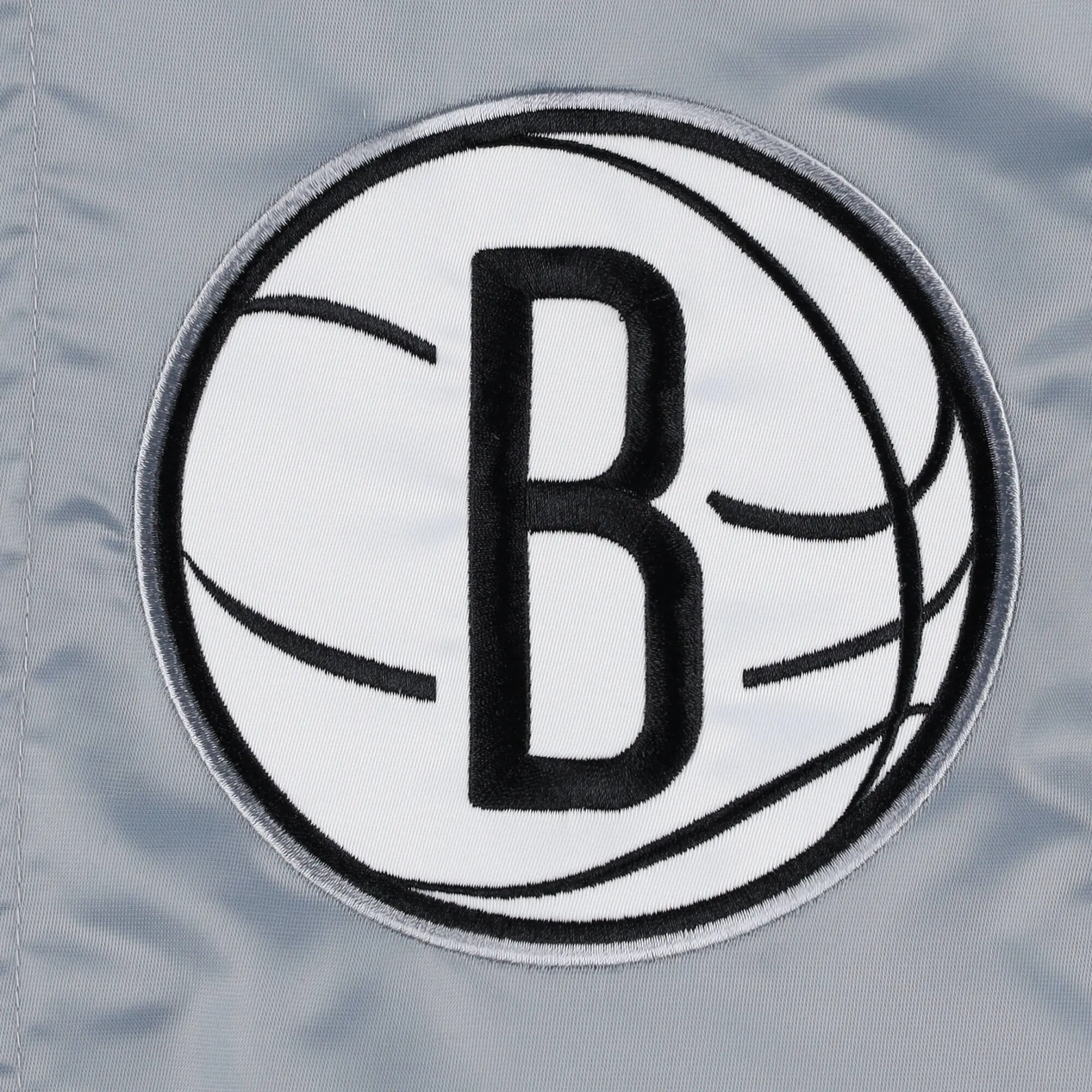 Brooklyn Nets Starter Slider Gray Satin Varsity Jacket - Image 3