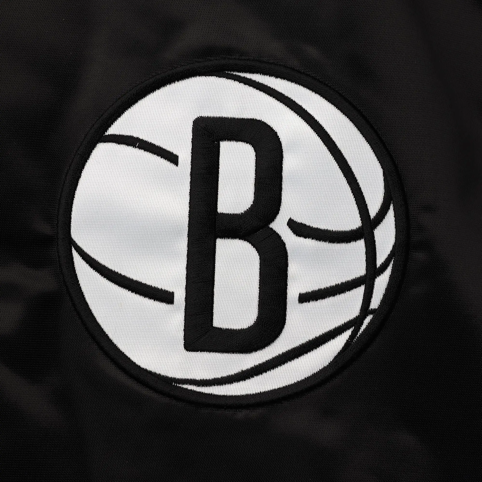 Brooklyn Nets The Enforcer Black & Gray Satin Varsity Jacket - Image 3
