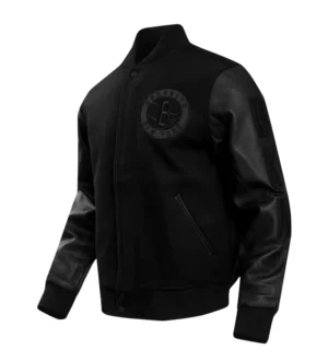 Alternative view of Brooklyn Nets Triple Black Varsity Jacket