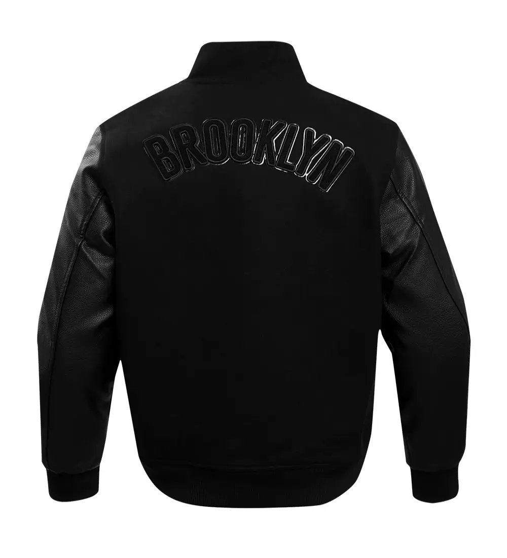 Brooklyn Nets Triple Black Varsity Jacket - Image 4