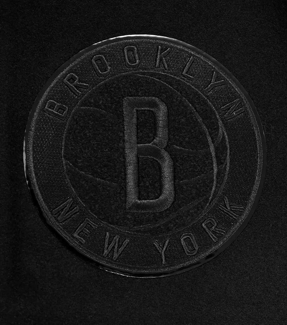 Brooklyn Nets Triple Black Varsity Jacket - Image 6