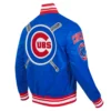 Chicago Cubs Mashup Full-Snap Satin Varsity Blue Jacket - Image 4