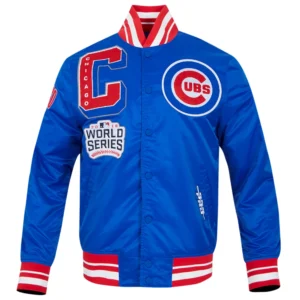 Chicago Cubs Mashup Full-Snap Satin Varsity Blue Jacket