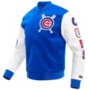 Chicago Cubs Full-Snap Classic Wool & Leather Blended Logo Varsity Jacket - Image 3