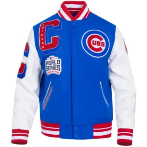 Chicago Cubs Mashup Rib Wool & Leather Varsity Jacket