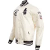 Chicago Cubs Men's Classic Rib Knitted Satin Varsity Jacket - Image 3