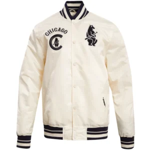 Chicago Cubs Men's Classic Rib Knitted Satin Varsity Jacket