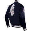 Chicago Cubs Retro Classic Rib knitted Satin Varsity Navy Jacket - Image 4
