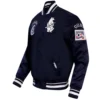 Chicago Cubs Retro Classic Rib knitted Satin Varsity Navy Jacket - Image 3