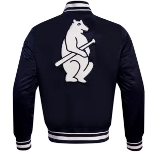 Alternative view of Chicago Cubs Retro Classic Rib knitted Satin Varsity Navy Jacket