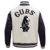 Alternative view of Chicago Cubs Script Tail Retro Classic Rib knitted Wool & Leather Varsity Jacket