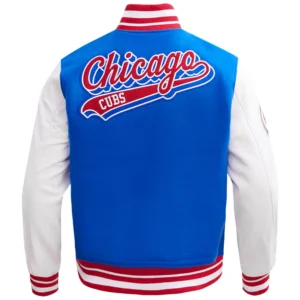 Alternative view of Chicago Cubs Script Tail Rib Knitted Wool & Leather Varsity Jacket