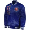 Chicago Cubs Starter Patches Full-Snap Satin Varsity Blue Jacket