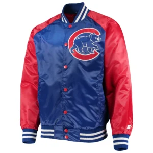 Chicago Cubs Starter The Lead Off Hitter Full-Snap Satin Varsity Jacket Royal & Red