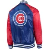 Alternative view of Chicago Cubs Starter The Lead Off Hitter Full-Snap Satin Varsity Jacket Royal & Red