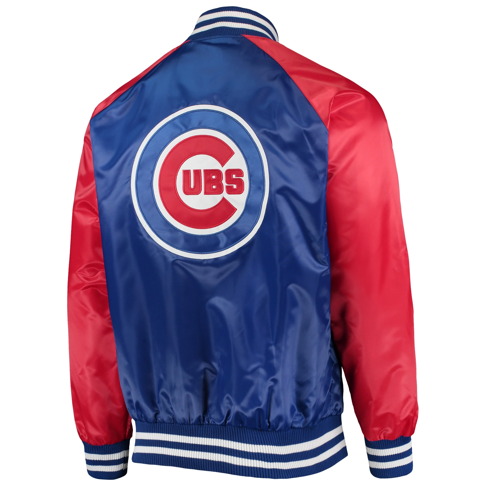 Chicago Cubs Starter The Lead Off Hitter Full-Snap Satin Varsity Jacket Royal & Red - Image 2