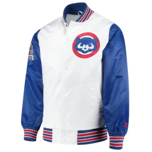 Chicago Cubs Starter The Legend Full-Snap Satin Varsity Jacket White & Blue
