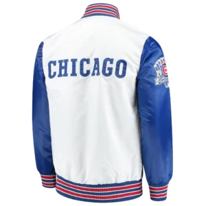 Alternative view of Chicago Cubs Starter The Legend Full-Snap Satin Varsity Jacket White & Blue