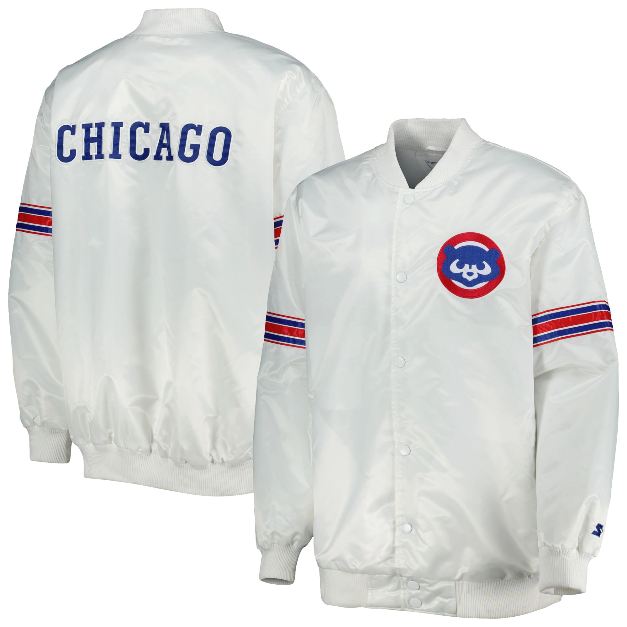 Chicago Cubs The Power Forward Full-Snap Satin Varsity Jacket - Image 3