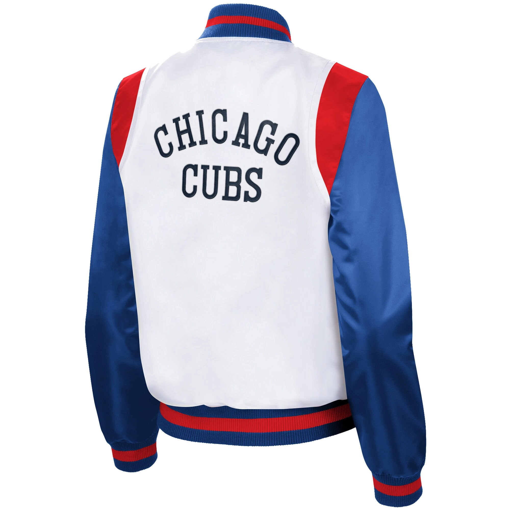 Chicago Cubs Starter Women's Endzone Full-Snap Satin Varsity Jacket - Image 2