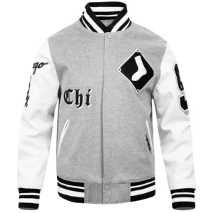 Chicago White Sox Old English Grey/White Varsity Jacket