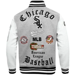 Alternative view of Chicago White Sox Old English Grey/White Varsity Jacket