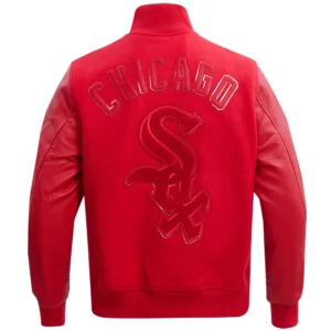 Alternative view of Chicago White Sox Classic Triple Red Wool & Leather Varsity Jacket