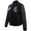 Chicago White Sox Classic Women's Black Wool & Leather Varsity Jacket - Image 3