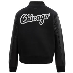 Alternative view of Chicago White Sox Classic Women's Black Wool & Leather Varsity Jacket
