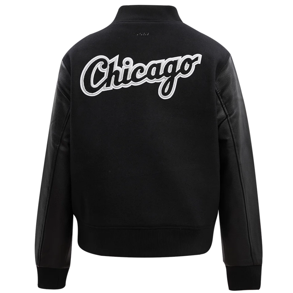 Chicago White Sox Classic Women's Black Wool & Leather Varsity Jacket - Image 2