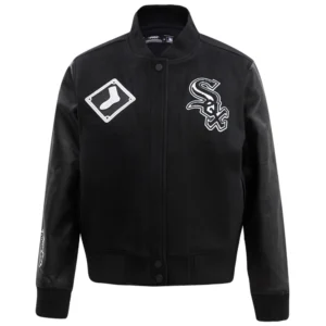 Chicago White Sox Classic Women's Black Wool & Leather Varsity Jacket