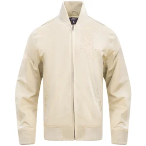 Chicago White Sox Neutral Twill Full-Zip Polyester Varsity White Jacket