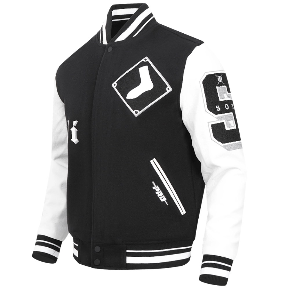 Chicago White Sox Old English Wool & Leather Varsity Jacket - Image 3